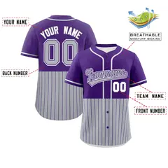 Purple Gray Half Stripe Authentic Baseball Jersey 2