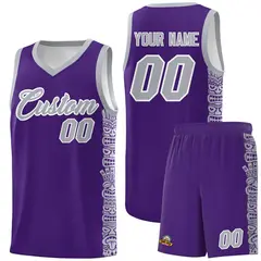 Purple Gray Indians Pattern Basketball Uniform Jersey