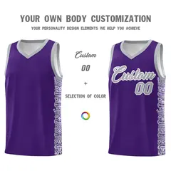 Purple Gray Indians Pattern Basketball Uniform Jersey 3