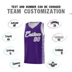 Purple Gray Indians Pattern Basketball Uniform Jersey 4