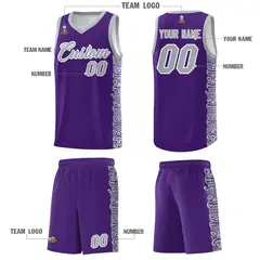 Purple Gray Indians Pattern Basketball Uniform Jersey 5