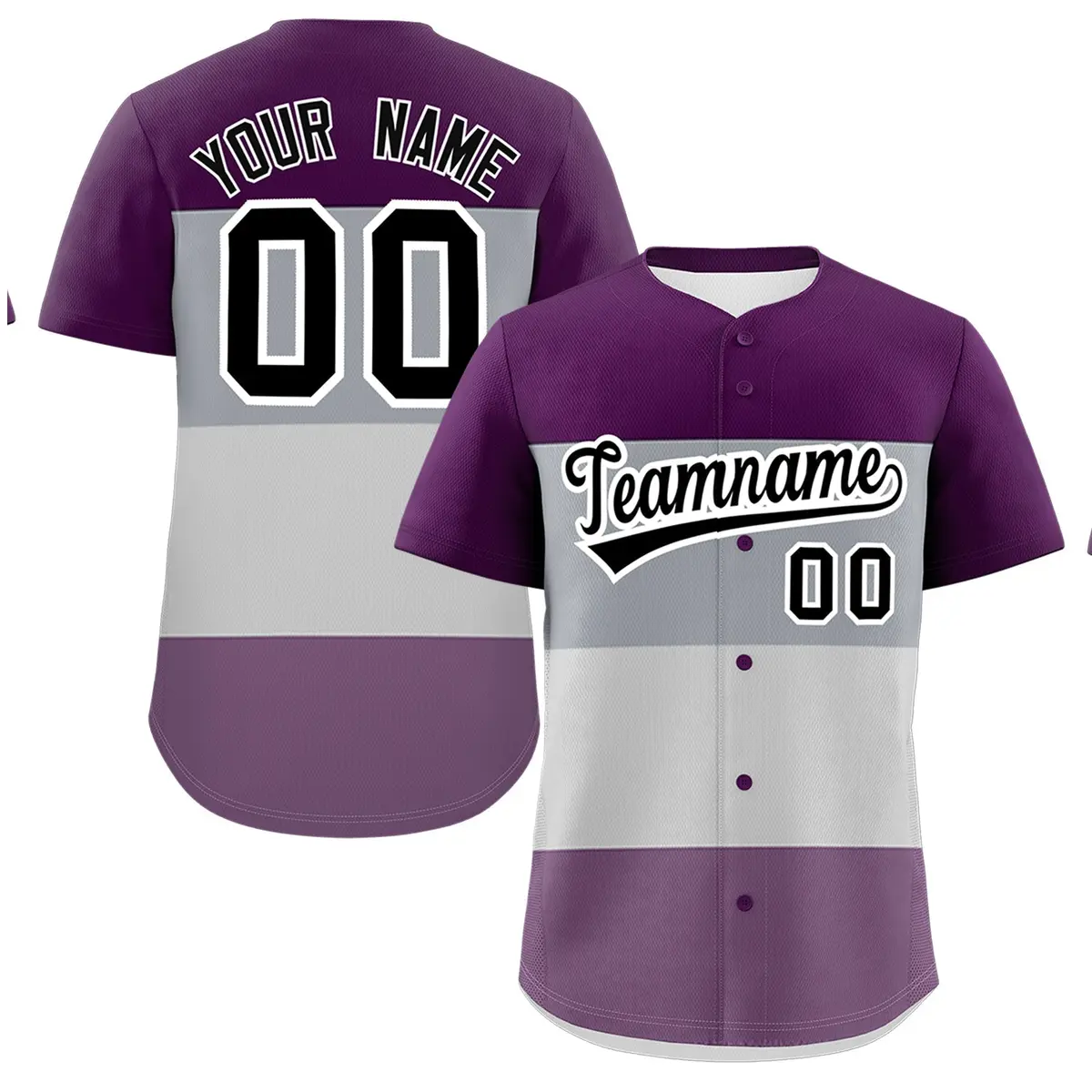Purple Gray Light Purple Pride Month Color Block Baseball Jersey