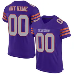 Purple Gray-Orange Mesh Football Jersey 1