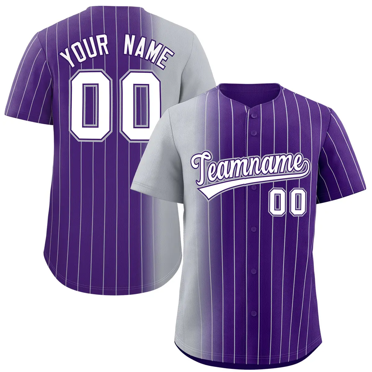 Purple Gray Pinstripe Gradient Baseball Jersey