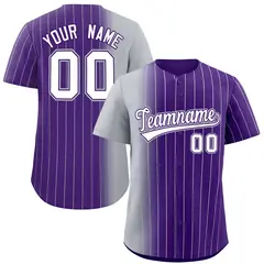 Purple Gray Pinstripe Gradient Baseball Jersey 1