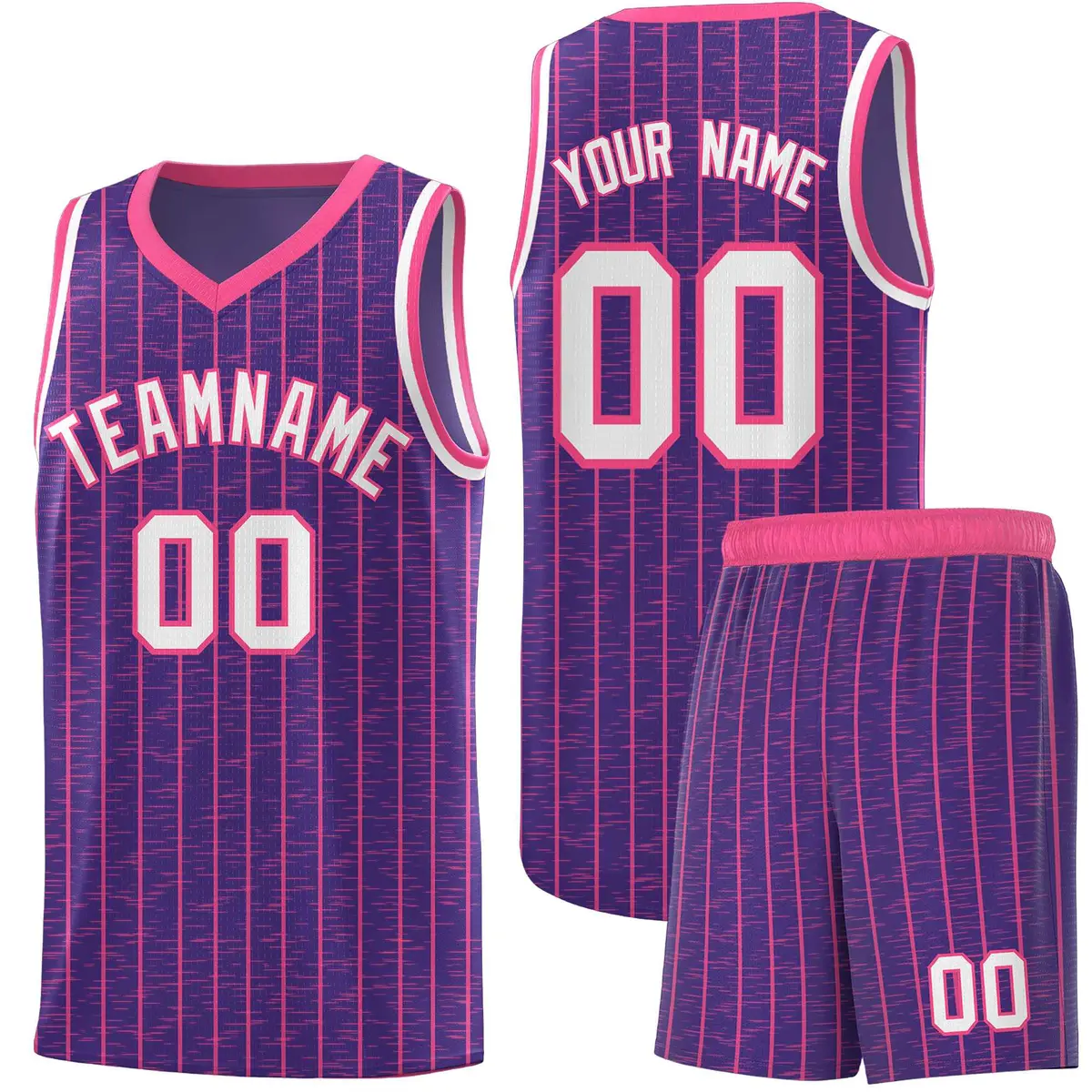 Purple Gray Pinstripe Retro Sets Uniform Basketball Jersey