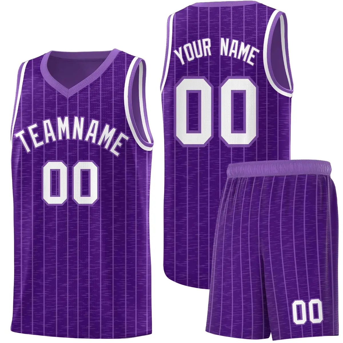 Purple Gray Pinstripe Retro Sets Uniform Basketball Jersey
