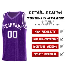 Purple Gray Pinstripe Retro Sets Uniform Basketball Jersey 2