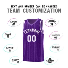 Purple Gray Pinstripe Retro Sets Uniform Basketball Jersey 4