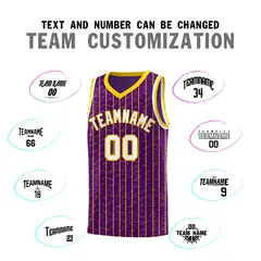 Purple Gray Pinstripe Retro Sets Uniform Basketball Jersey 4