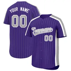 Purple Gray Pinstripe Two-tone Side Baseball Jersey 1