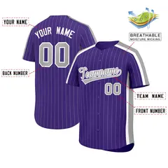 Purple Gray Pinstripe Two-tone Side Baseball Jersey 2