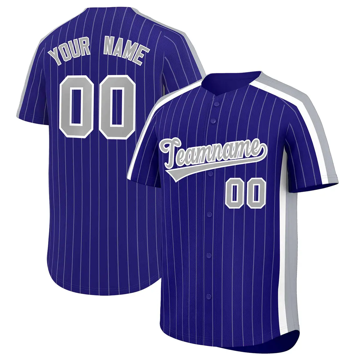 Purple Gray Pinstripe Two-tone Side Baseball Jersey