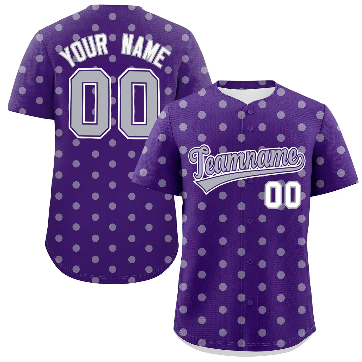 Purple Gray Polka Dot Graffiti Authentic Baseball Jersey