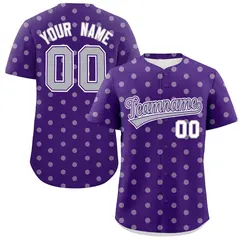 Purple Gray Polka Dot Graffiti Authentic Baseball Jersey 1