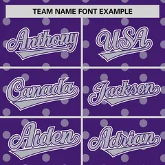 Purple Gray Polka Dot Graffiti Authentic Baseball Jersey 3