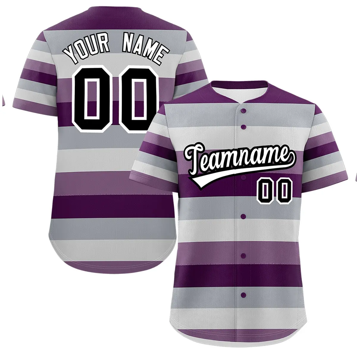 Purple Gray Pride Month Color Block Baseball Jersey