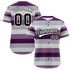 Purple Gray Pride Month Color Block Baseball Jersey 1