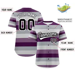 Purple Gray Pride Month Color Block Baseball Jersey 2