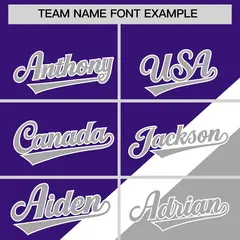 Purple Gray Raglan Full-Snap Letterman Baseball Jacket 3