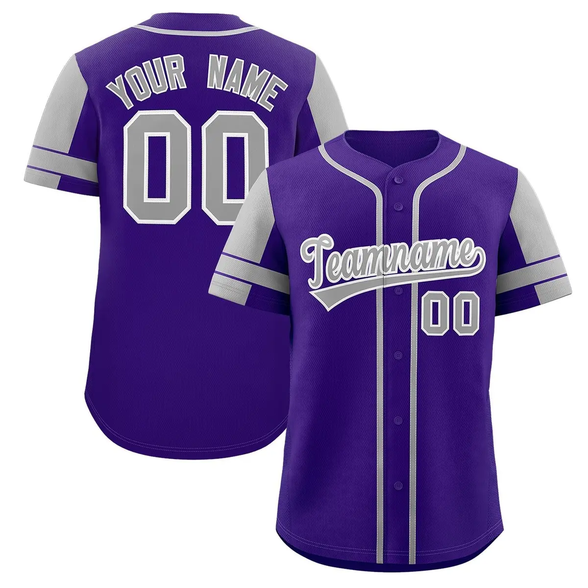 Purple Gray Raglan Sleeves Authentic Baseball Jersey