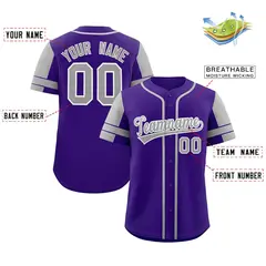 Purple Gray Raglan Sleeves Authentic Baseball Jersey 2