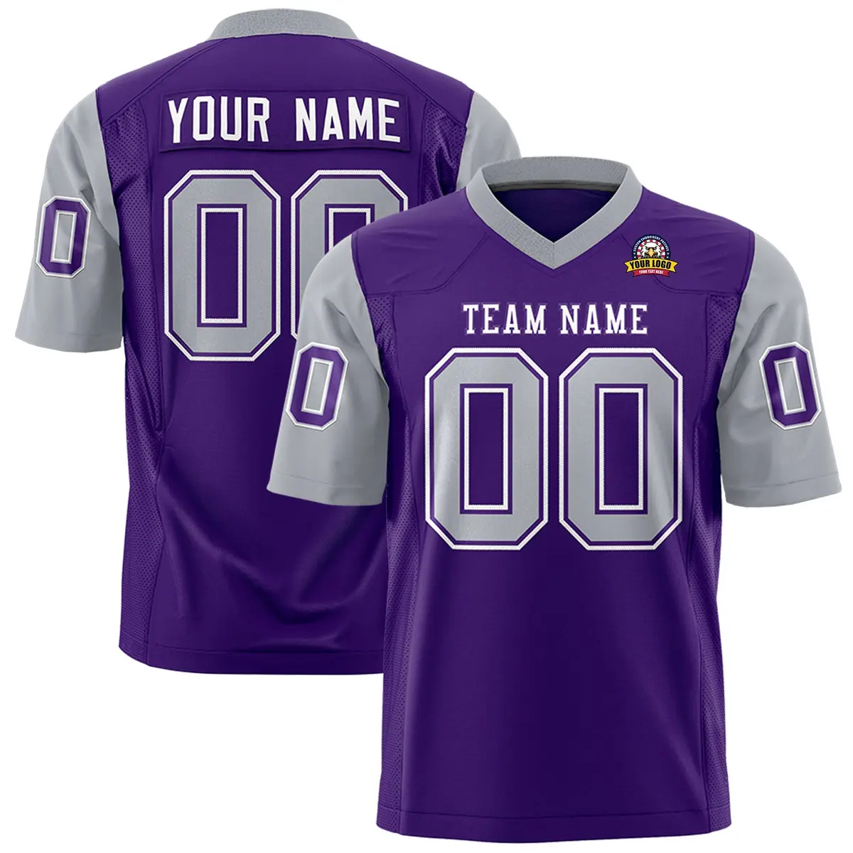Purple Gray Raglan Sleeves Authentic Football Jersey