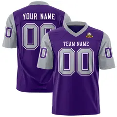 Purple Gray Raglan Sleeves Authentic Football Jersey
