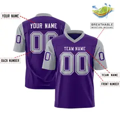 Purple Gray Raglan Sleeves Authentic Football Jersey 2