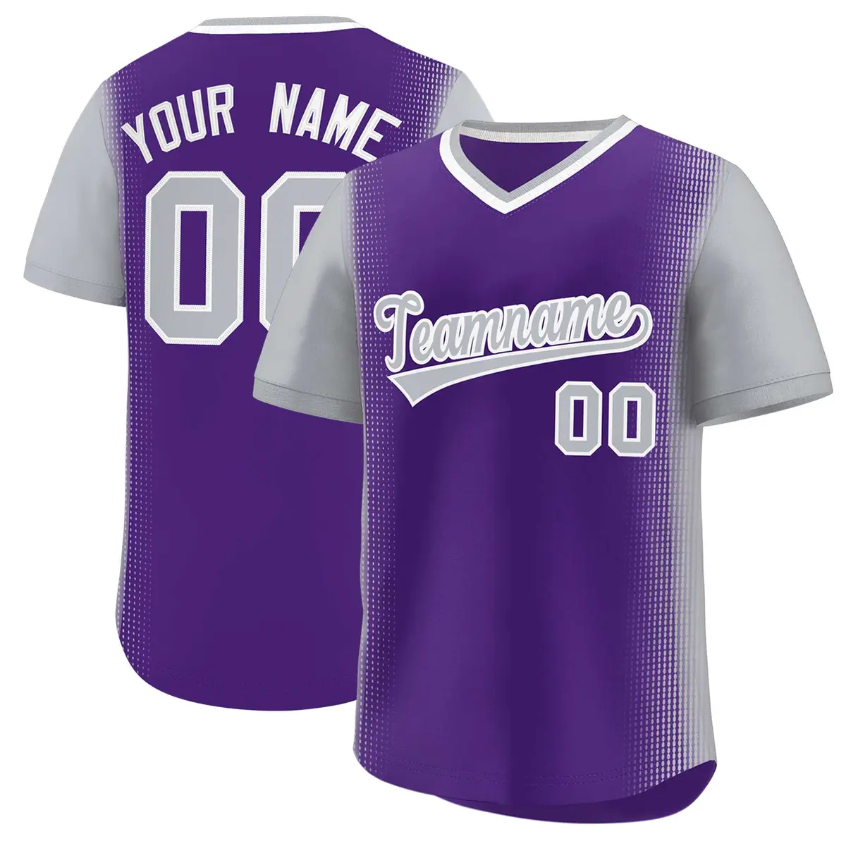Purple Gray Raglan Sleeves Pullover Baseball Jersey