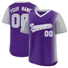 Purple Gray Raglan Sleeves Pullover Baseball Jersey 1