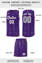 Purple Gray Scratches Pattern Sports Basketball Jersey 2