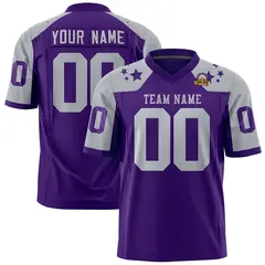 Purple Gray Shoulder Star Pattern Flag Football Jersey 1