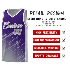 Purple Gray Splash Basketball Uniforms for Match 2