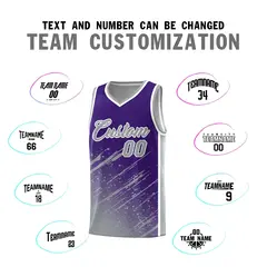Purple Gray Splash Basketball Uniforms for Match 4