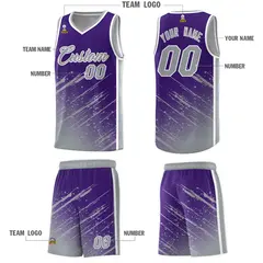 Purple Gray Splash Basketball Uniforms for Match 5