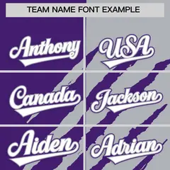 Purple Gray Split Tiger Claw Scratch Baseball Jersey 3