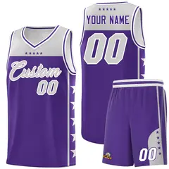 Purple Gray Star Pattern Basketball Jersey Sports Uniform 1