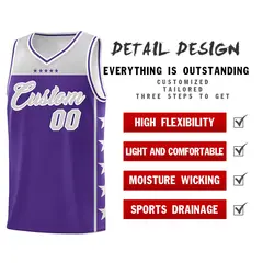 Purple Gray Star Pattern Basketball Jersey Sports Uniform 2