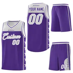Purple Gray Star Pattern Basketball Jersey Sports Uniform 6