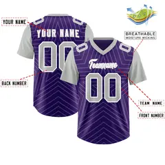 Purple Gray Star Pattern Raglan Sleeves Football Jersey 2