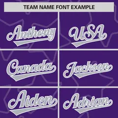 Purple Gray Star Pattern Varsity Full-Snap Letterman Baseball Jacket 3