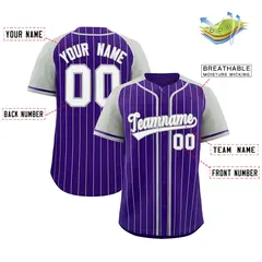 Purple Gray Stripe Raglan Sleeves Fashion Baseball Jersey 2