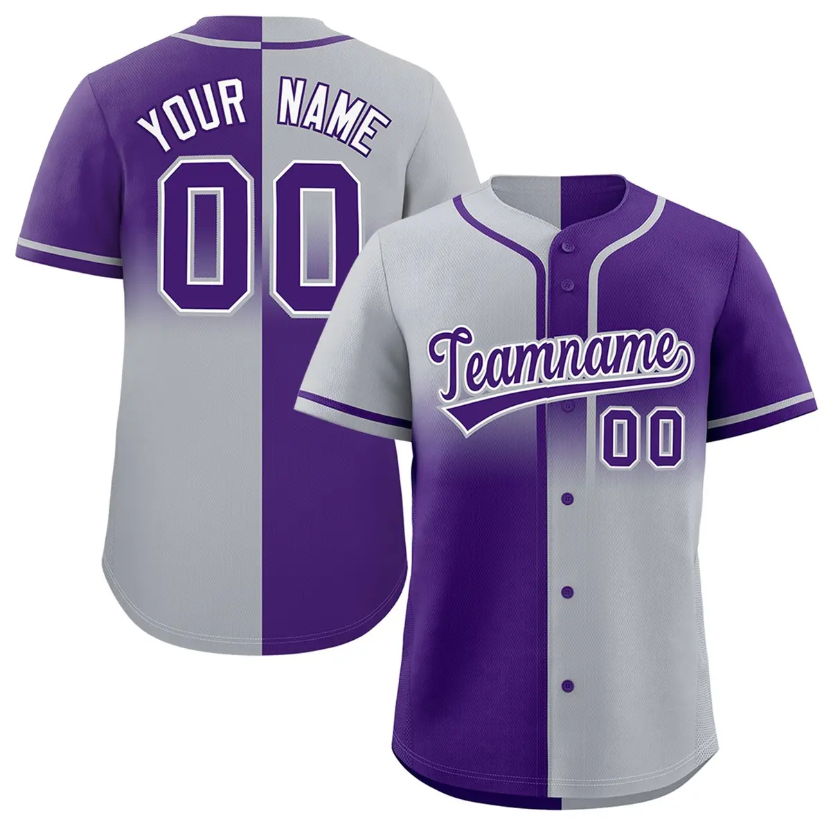 Purple Gray Symmetrical Gradient Authentic Baseball Jersey