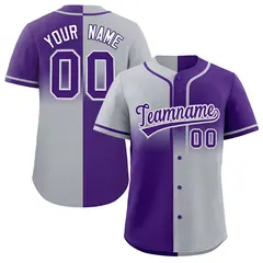 Purple Gray Symmetrical Gradient Authentic Baseball Jersey