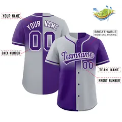 Purple Gray Symmetrical Gradient Authentic Baseball Jersey 2