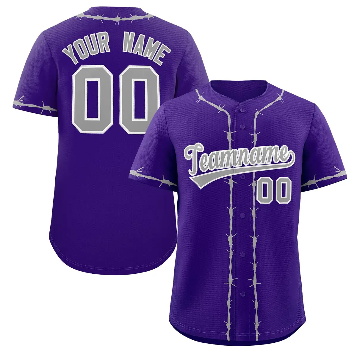Purple Gray Thorns Ribbed Authentic Classic Baseball Jersey