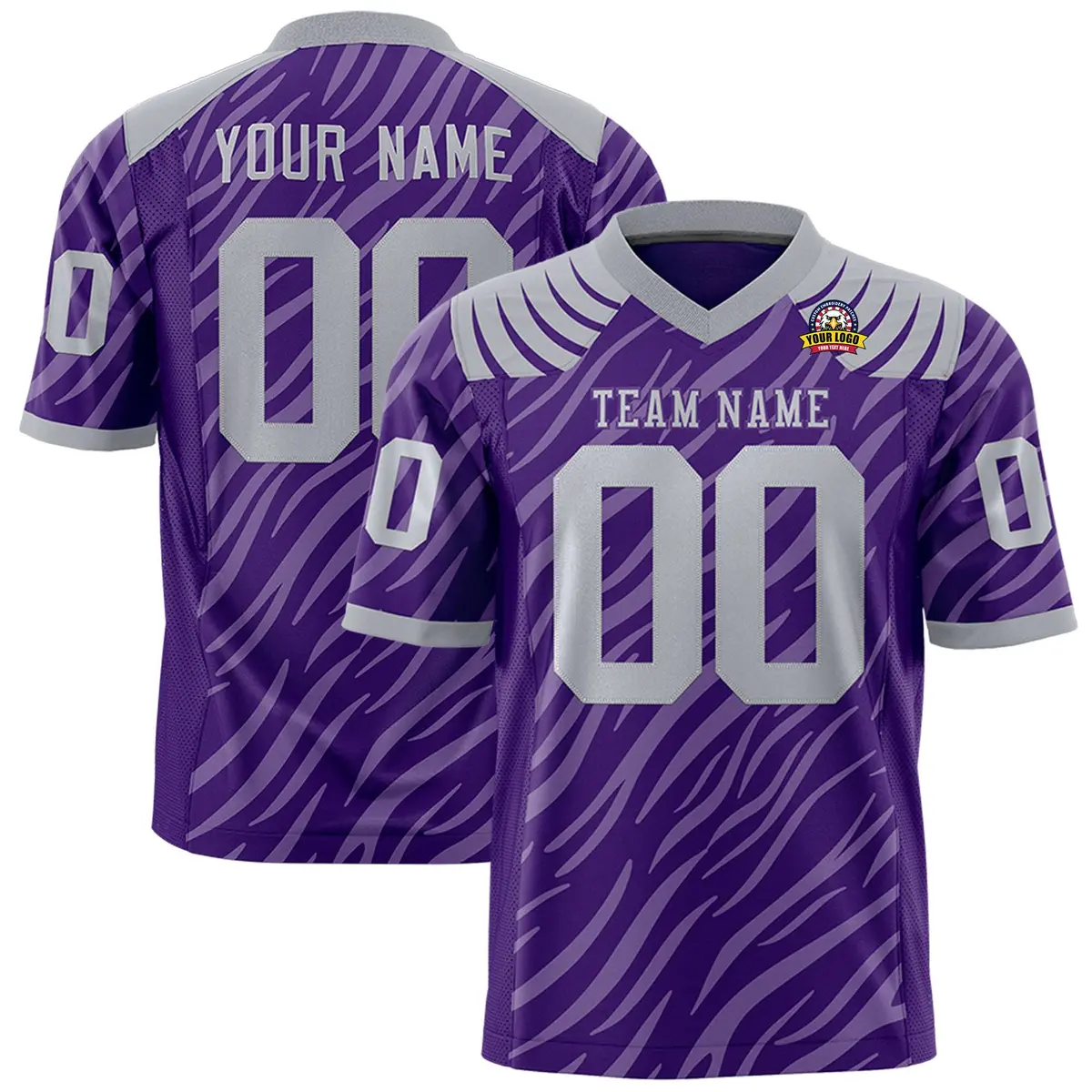 Purple Gray Tiger Stripe Graffiti Pattern Football Jersey