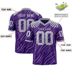 Purple Gray Tiger Stripe Graffiti Pattern Football Jersey 2
