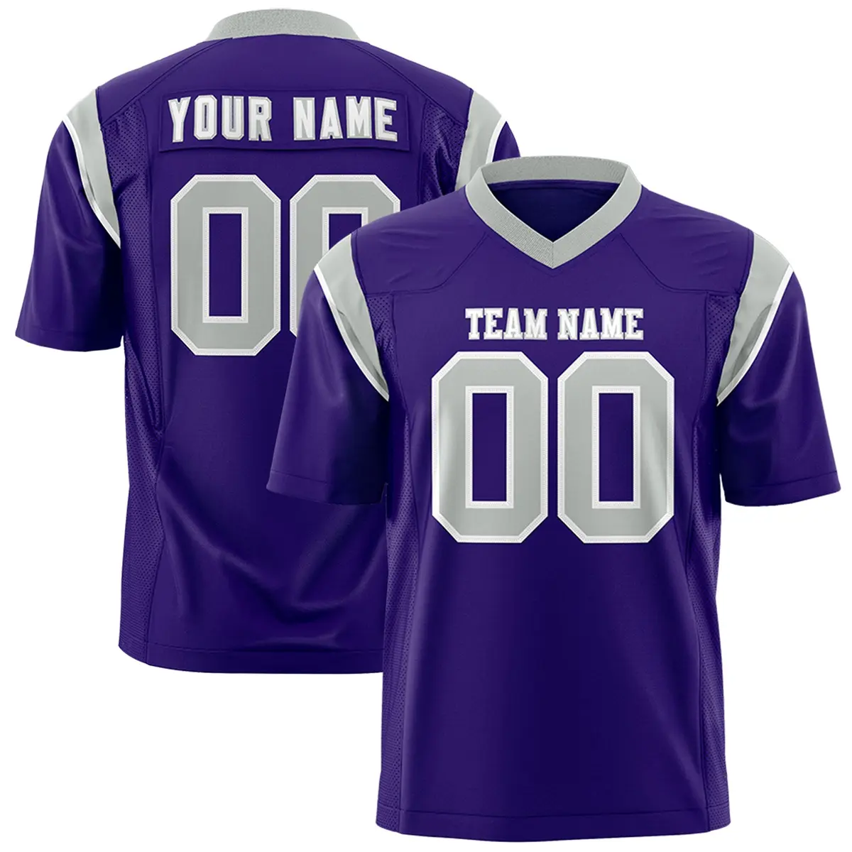 Purple Gray Two-Tone Shoulder Cut Flag Football Jersey
